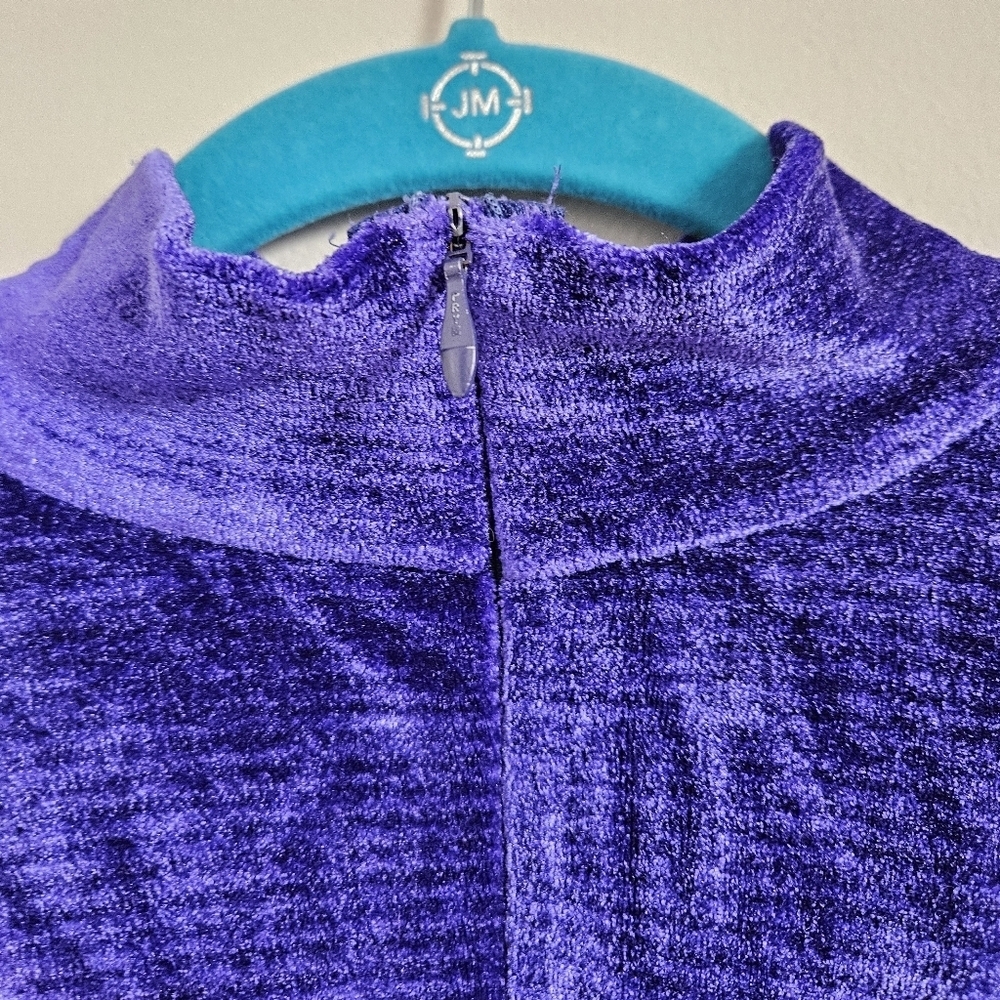 ESCADA by Margaretha Ley Vintage Women's Purple Velvet Mock Neck Bodysuit Small - Picture 11 of 12